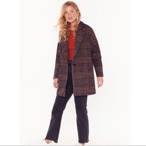 NASTYGAL oversized plaid longline coat